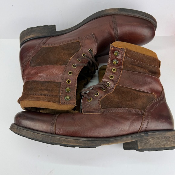 Aldo Combat Boots Mens 13 Brown Leather Suede Lace Up Cap Toe Lug Sole main image 9